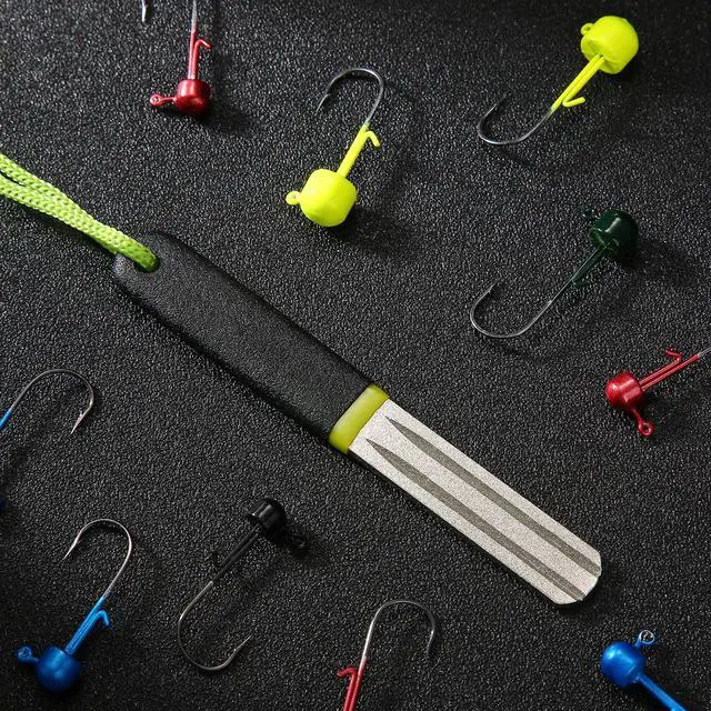 Alt view image 6 of 6 - 2 Pcs Hook Sharpener Hook File for Fishing Diamond File with Handle Portable Double Sided Fine and Medium Grit for Fishing(Multi Color)