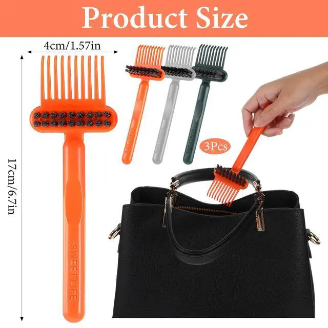 Alt view image 2 of 7 - 3 Pack 2-in-1 Comb Cleaner Portable Hairbrush Cleaner Effective Comb Brush cleaner Mini Effortless Hair Cleaning Tool for Salon Home Use Women Men Makeup Travel