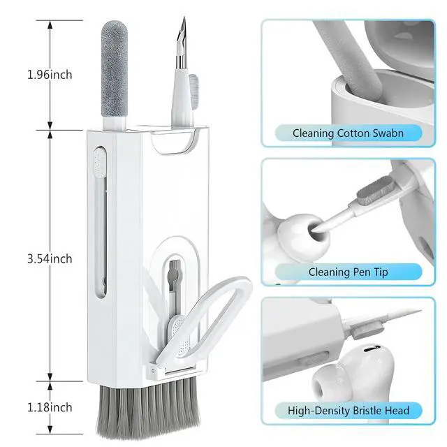 Alt view image 3 of 7 - 8 in 1 Multi Function Cleaning Kit, Keyboard Cleaner for Laptop Phone Earbuds, Portable Electronic Cleaning Tool with Brush Keycap Puller Cloth for Office Home, White
