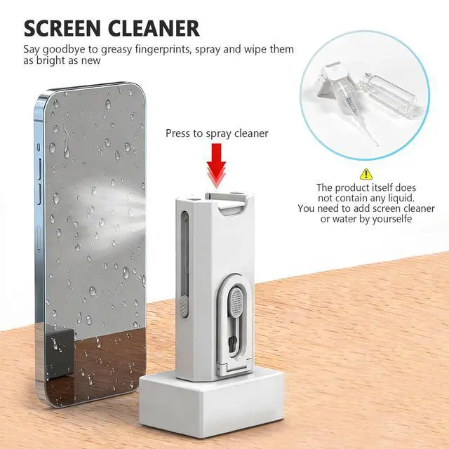 Alt view image 5 of 7 - 8 in 1 Multi Function Cleaning Kit, Keyboard Cleaner for Laptop Phone Earbuds, Portable Electronic Cleaning Tool with Brush Keycap Puller Cloth for Office Home, White