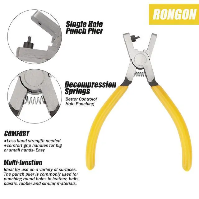 Alt view image 6 of 7 - Watch Belt Leather Hole Puncher Plier Round Hole Punch Pliers Universal 2.0mm Shoe Strap Punch Hole Tool Small Hole Punching for Thin Belts, Shoes, Fabric Dog Collars, DIY Home or Craft Projects