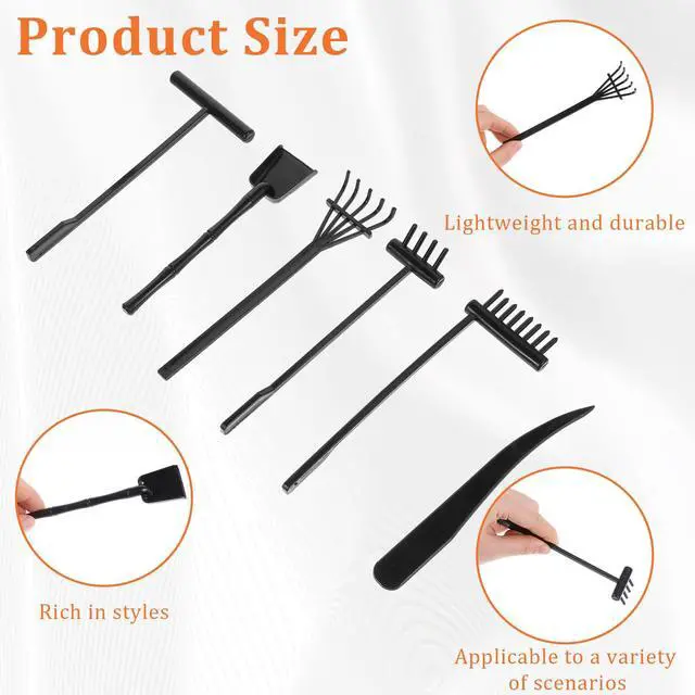 Alt view image 3 of 7 - Mini Zen Garden Kit, 6 Pcs Zen Garden Rake Tools Sand Casting Kit, Sand Zen Garden, Meditation Accessories for Home Office Desk Garden Decor