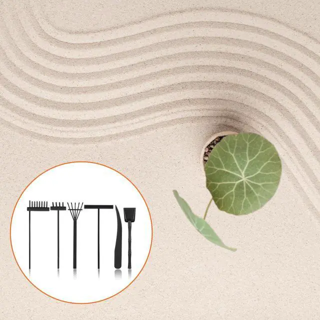 Alt view image 5 of 7 - Mini Zen Garden Kit, 6 Pcs Zen Garden Rake Tools Sand Casting Kit, Sand Zen Garden, Meditation Accessories for Home Office Desk Garden Decor