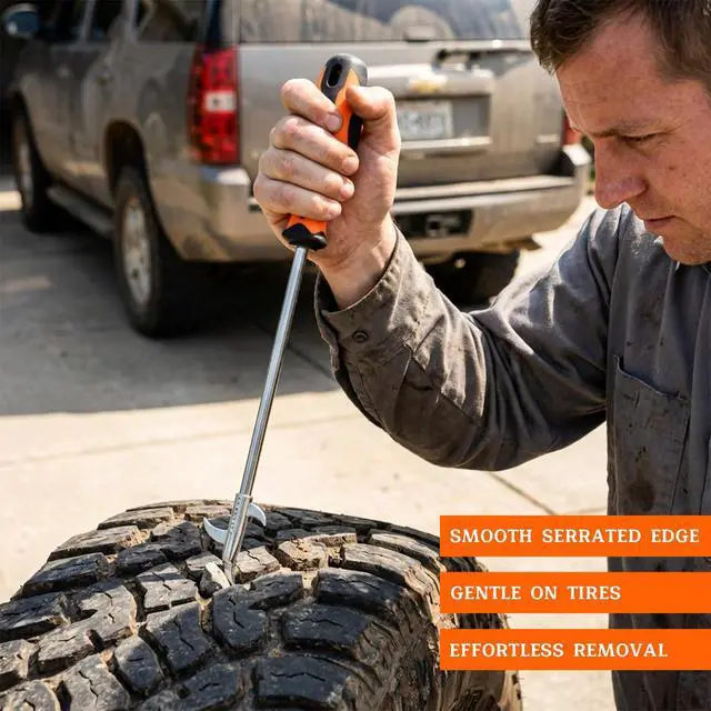 Alt view image 5 of 6 - Automotive Tire Stone Cleaning Hook, Portable Wheel Cleaning Tool Groove Stone Remover, Multifunctional Tire Tread Cleaner Maintenance Tool for Most Vehicles, Car Accessories