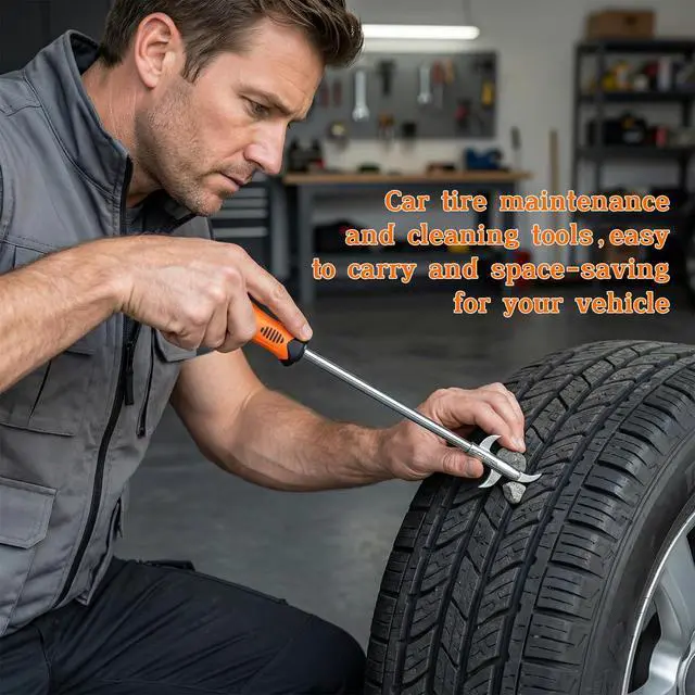 Alt view image 6 of 6 - Automotive Tire Stone Cleaning Hook, Portable Wheel Cleaning Tool Groove Stone Remover, Multifunctional Tire Tread Cleaner Maintenance Tool for Most Vehicles, Car Accessories