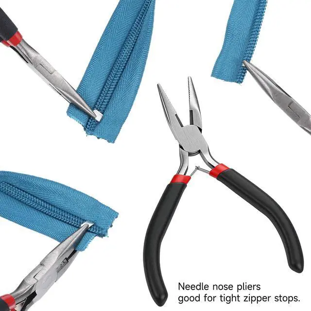 Alt view image 4 of 7 - 2 Pcs Zipper Install Pliers Zipper Repair Kit Mini Needle-Nose Plier End- Cutting Pliers for Jewelry Making Zippers Install Replacement Repair Hand Fix Tool