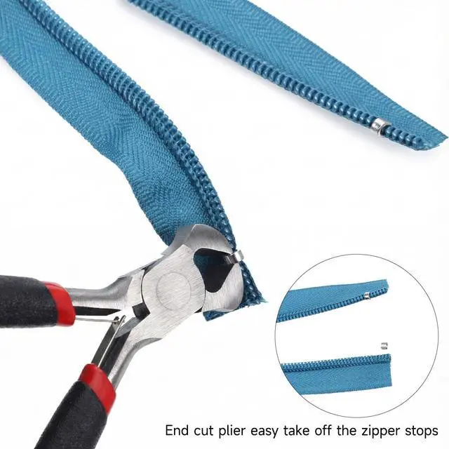 Alt view image 5 of 7 - 2 Pcs Zipper Install Pliers Zipper Repair Kit Mini Needle-Nose Plier End- Cutting Pliers for Jewelry Making Zippers Install Replacement Repair Hand Fix Tool