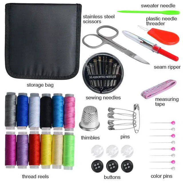 Alt view image 2 of 6 - Sewing Kit,Zipper Portable Mini Sewing Kits for Adults,Traveler, Beginner, Emergency,Family Repair,Sewing Supplies with 12 Color Thread,Scissors,Needles,Tape Measure and Other Accessories