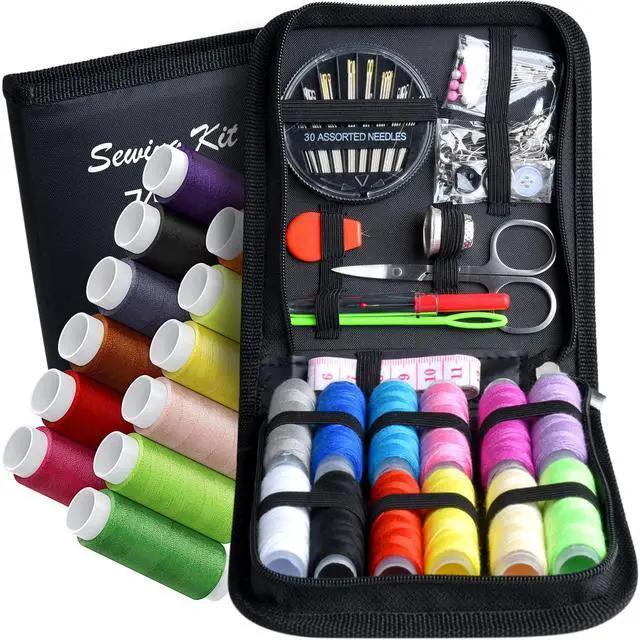 Main image of Sewing Kit,Zipper Portable Mini Sewing Kits for Adults,Traveler, Beginner, Emergency,Family Repair,Sewing Supplies with 12 Color Thread,Scissors,Needles,Tape Measure and Other Accessories