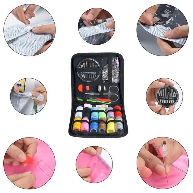 Alt view image 4 of 6 - Sewing Kit,Zipper Portable Mini Sewing Kits for Adults,Traveler, Beginner, Emergency,Family Repair,Sewing Supplies with 12 Color Thread,Scissors,Needles,Tape Measure and Other Accessories