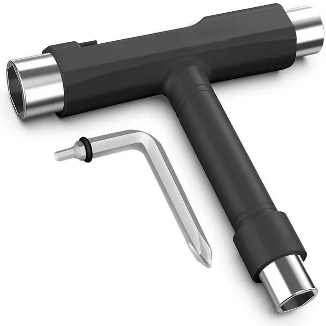 Main image of Professional Skate Tools, All-in-One Multi-Function Portable Skateboard T Tool with T-Type Allen Key and L-Type Phillips Head Screwdriver for Adjust Skateboards, Roller Skates, Longboards