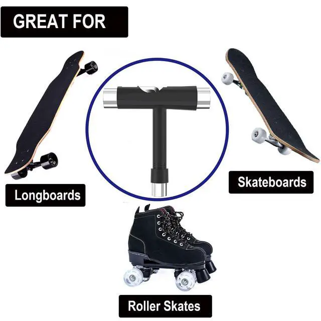 Alt view image 2 of 7 - Professional Skate Tools, All-in-One Multi-Function Portable Skateboard T Tool with T-Type Allen Key and L-Type Phillips Head Screwdriver for Adjust Skateboards, Roller Skates, Longboards