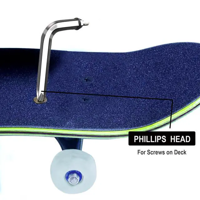 Alt view image 7 of 7 - Professional Skate Tools, All-in-One Multi-Function Portable Skateboard T Tool with T-Type Allen Key and L-Type Phillips Head Screwdriver for Adjust Skateboards, Roller Skates, Longboards