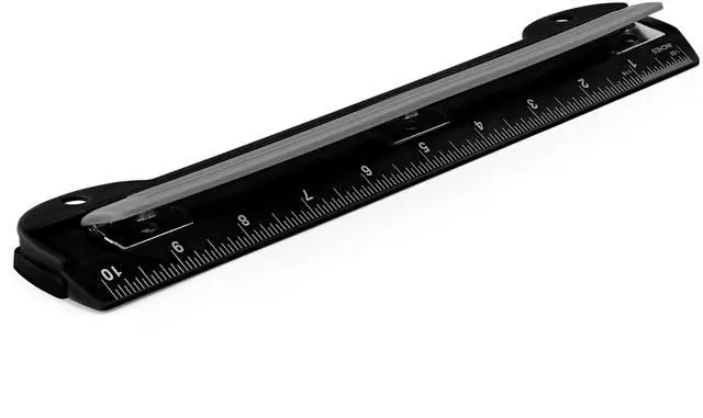 Main image of 3 Hole Puncher for Binder, Black Portable Hole Puncher for 3 Ring Binder, 3 Sheets Capacity, Removable Chip Tray, 10 Ruler for School, Office