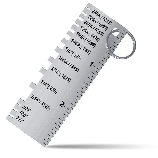 Alt view image 7 of 7 - Portable Metal Sheet Thickness Gauge- Stainless Steel Plated Size Inspection Tool Metal Sheets Wire Welding Material Thickness Gauge