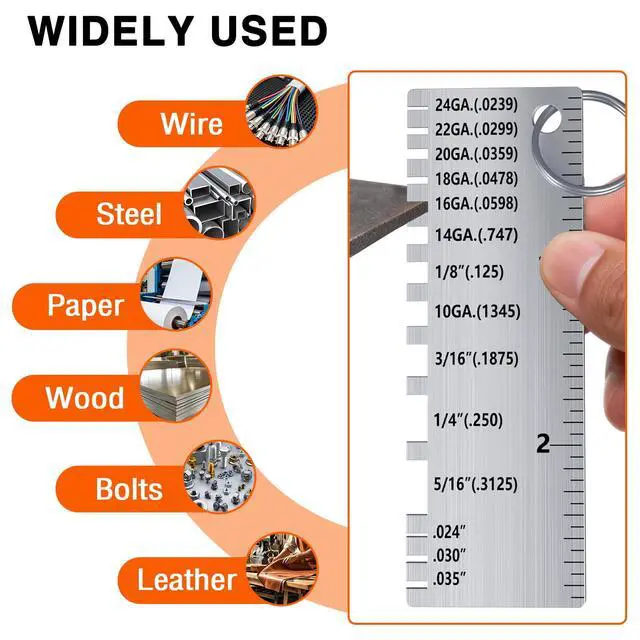Alt view image 6 of 7 - Portable Metal Sheet Thickness Gauge- Stainless Steel Plated Size Inspection Tool Metal Sheets Wire Welding Material Thickness Gauge