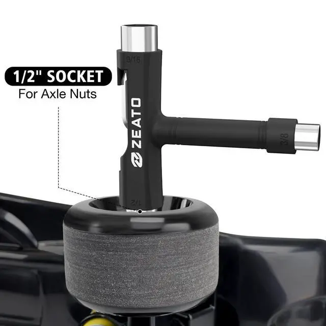 Alt view image 4 of 7 - All-in-One Skate Tools Multi-Function Portable Skateboard T Tool Accessory with T-Type Allen Key and L-Type Phillips Head Wrench Screwdriver - Black