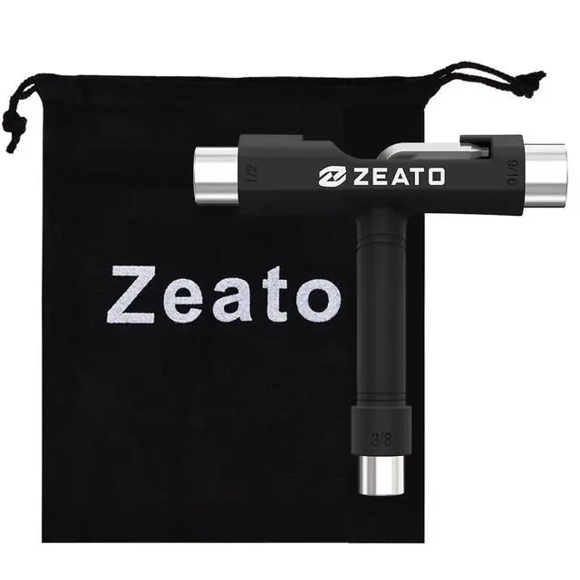 Alt view image 7 of 7 - All-in-One Skate Tools Multi-Function Portable Skateboard T Tool Accessory with T-Type Allen Key and L-Type Phillips Head Wrench Screwdriver - Black