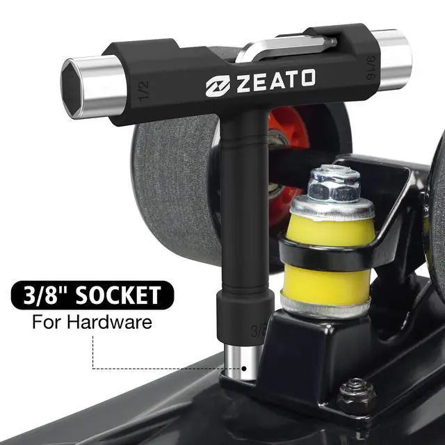 Alt view image 5 of 7 - All-in-One Skate Tools Multi-Function Portable Skateboard T Tool Accessory with T-Type Allen Key and L-Type Phillips Head Wrench Screwdriver - Black