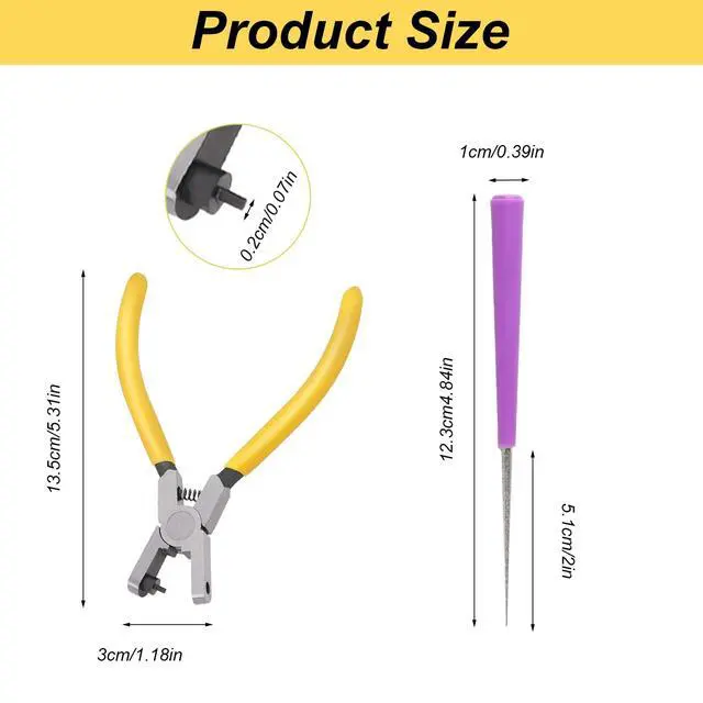 Alt view image 2 of 7 - 2 Pcs Band Leather Punching Pliers 2.0 mm Belt Punch Tool,Shoe Hole Puncher