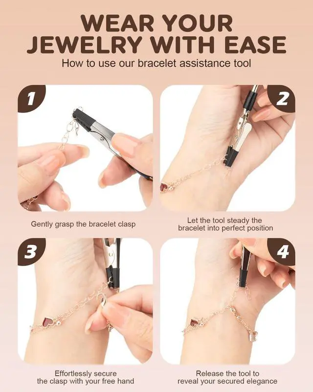 Alt view image 6 of 7 - 2 Pcs Bracelet Helper Tool, Portable Bracelet Helper with Rubber Tip Clip and 1mm Round Hook for Necklaces, Watches and Independent Jewelry Wear