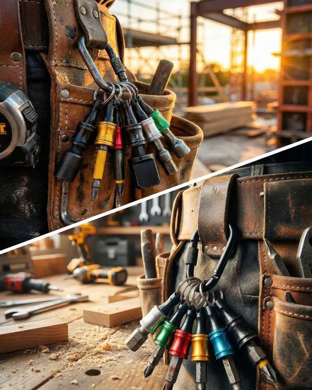 Alt view image 2 of 7 - 6PCS 1/4 Hex Shank Drill Bit Holders Keychain for Nut & Impact Driver Drill Bits, Push to Unlock Aluminum Alloy Screwdriver Bit Holder Key Chain, Portable Carabiner Bits Holder,Tool Gifts for Men