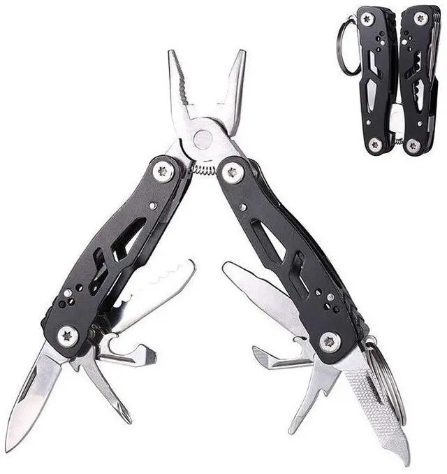 Main image of MINI Multitool Pliers, Birthday Christmas Gifts for Men Boyfriend Dad Husband Women, Pocket Knife 14-In-1, Rugged and Practical Portable Computer and Bike Gadgets, Black Camping and Survival Tools