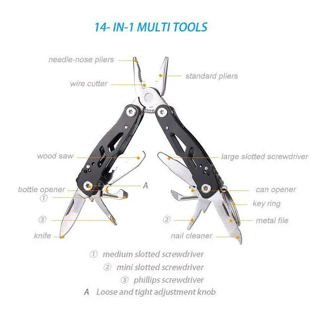 Alt view image 3 of 7 - MINI Multitool Pliers, Birthday Christmas Gifts for Men Boyfriend Dad Husband Women, Pocket Knife 14-In-1, Rugged and Practical Portable Computer and Bike Gadgets, Black Camping and Survival Tools