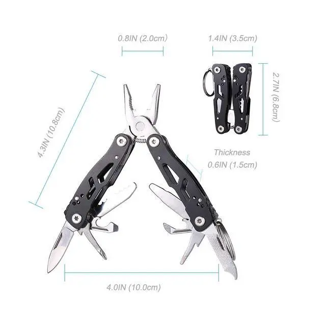 Alt view image 4 of 7 - MINI Multitool Pliers, Birthday Christmas Gifts for Men Boyfriend Dad Husband Women, Pocket Knife 14-In-1, Rugged and Practical Portable Computer and Bike Gadgets, Black Camping and Survival Tools
