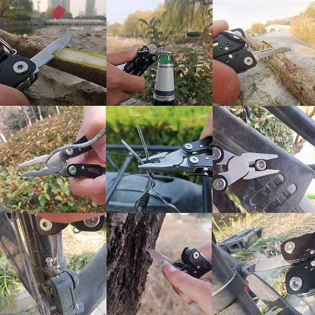 Alt view image 6 of 7 - MINI Multitool Pliers, Birthday Christmas Gifts for Men Boyfriend Dad Husband Women, Pocket Knife 14-In-1, Rugged and Practical Portable Computer and Bike Gadgets, Black Camping and Survival Tools