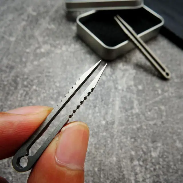 Alt view image 4 of 7 - 2pcs Mini Tweezers Portable Titanium Alloy EDC Survival Camping Outdoor Travel Tool(Silver)