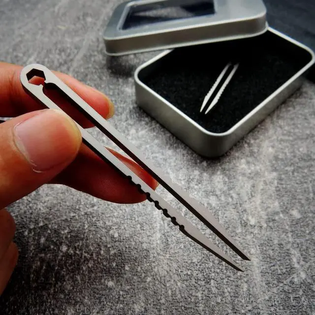 Alt view image 5 of 7 - 2pcs Mini Tweezers Portable Titanium Alloy EDC Survival Camping Outdoor Travel Tool(Silver)