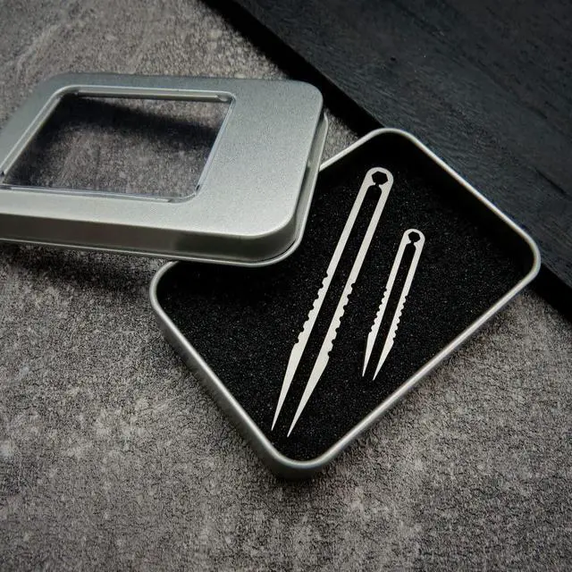 Alt view image 7 of 7 - 2pcs Mini Tweezers Portable Titanium Alloy EDC Survival Camping Outdoor Travel Tool(Silver)
