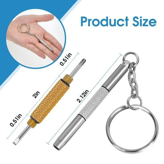 Alt view image 5 of 7 - Eyeglass Screwdriver Repair Kit Silver & Yellow Precision 3 in 1 Mini Screwdrivers Set Keychain Glasses, Sunglasses, Sunglass, Watch, Electronics, Eyeglasses, Flat Head, Phillips, Hex