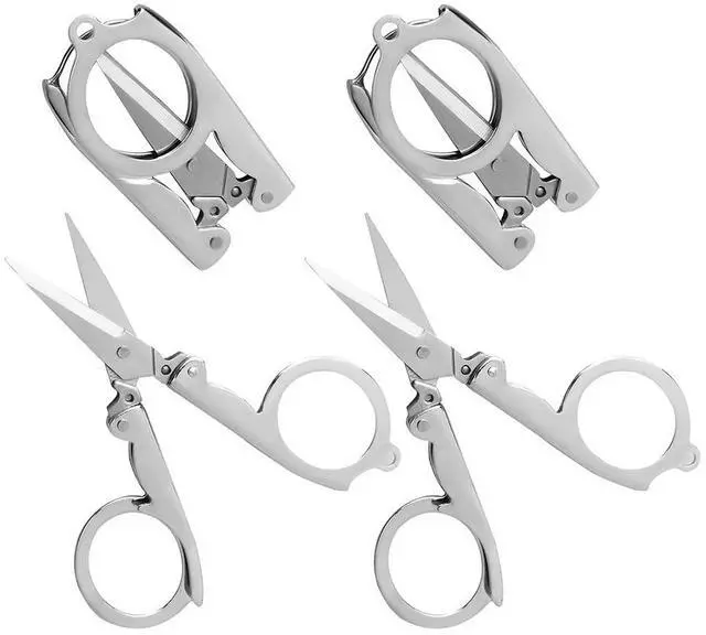 Main image of Folding Scissors, 4Pcs Stainless Steel Small Scissors Pocket Portable Foldable Travel Scissors Tiny Mini Craft Cutter
