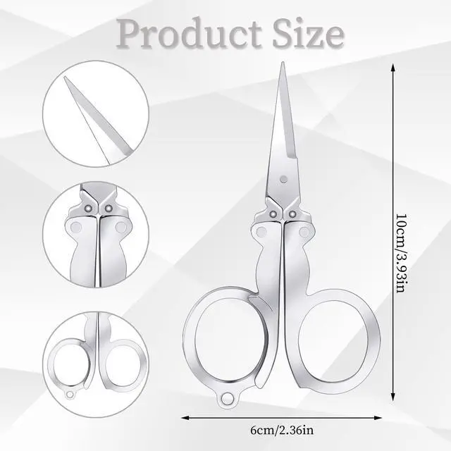 Alt view image 2 of 7 - Folding Scissors, 4Pcs Stainless Steel Small Scissors Pocket Portable Foldable Travel Scissors Tiny Mini Craft Cutter