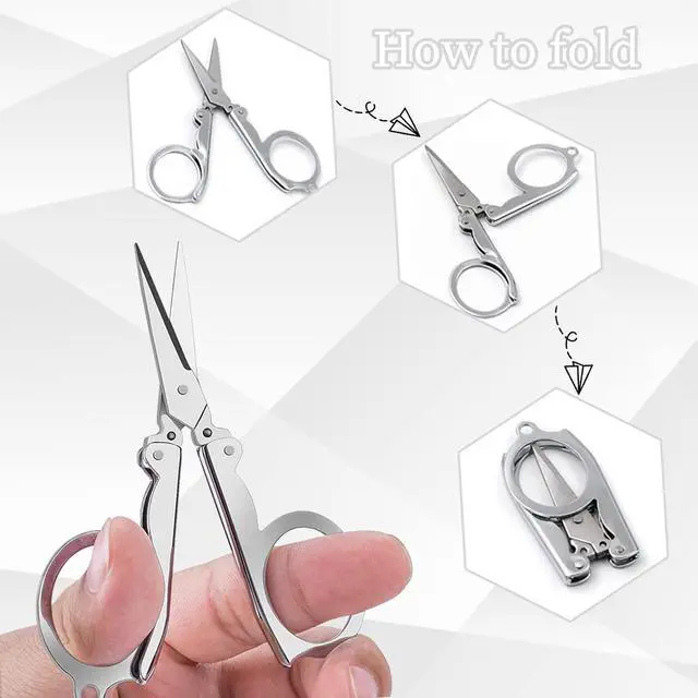 Alt view image 3 of 7 - Folding Scissors, 4Pcs Stainless Steel Small Scissors Pocket Portable Foldable Travel Scissors Tiny Mini Craft Cutter