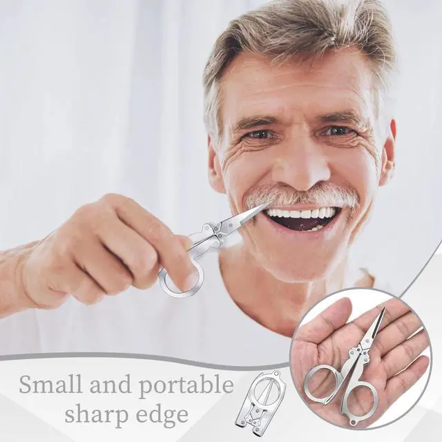 Alt view image 4 of 7 - Folding Scissors, 4Pcs Stainless Steel Small Scissors Pocket Portable Foldable Travel Scissors Tiny Mini Craft Cutter