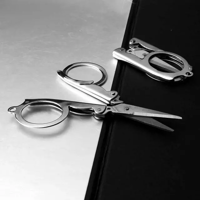 Alt view image 7 of 7 - Folding Scissors, 4Pcs Stainless Steel Small Scissors Pocket Portable Foldable Travel Scissors Tiny Mini Craft Cutter