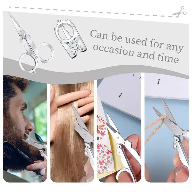 Alt view image 6 of 7 - Folding Scissors, 4Pcs Stainless Steel Small Scissors Pocket Portable Foldable Travel Scissors Tiny Mini Craft Cutter