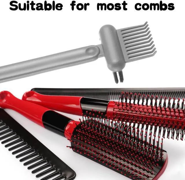 Alt view image 3 of 7 - 2-in-1 Hair Brush Cleaner & Remover Tool Brush Cleaning Tool Comb Cleaner Effective Hairbrush Cleaners Small and Portable for Travel Man Woman Home Salon Removing Hair Dust(Grey)