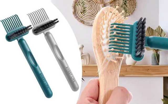 Alt view image 7 of 7 - 2-in-1 Hair Brush Cleaner & Remover Tool Brush Cleaning Tool Comb Cleaner Effective Hairbrush Cleaners Small and Portable for Travel Man Woman Home Salon Removing Hair Dust(Grey)