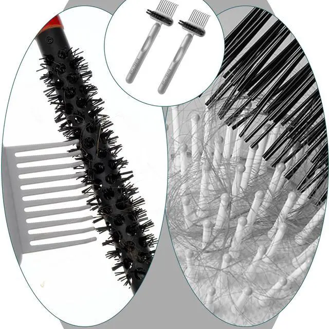 Alt view image 6 of 7 - 2-in-1 Hair Brush Cleaner & Remover Tool Brush Cleaning Tool Comb Cleaner Effective Hairbrush Cleaners Small and Portable for Travel Man Woman Home Salon Removing Hair Dust(Grey)