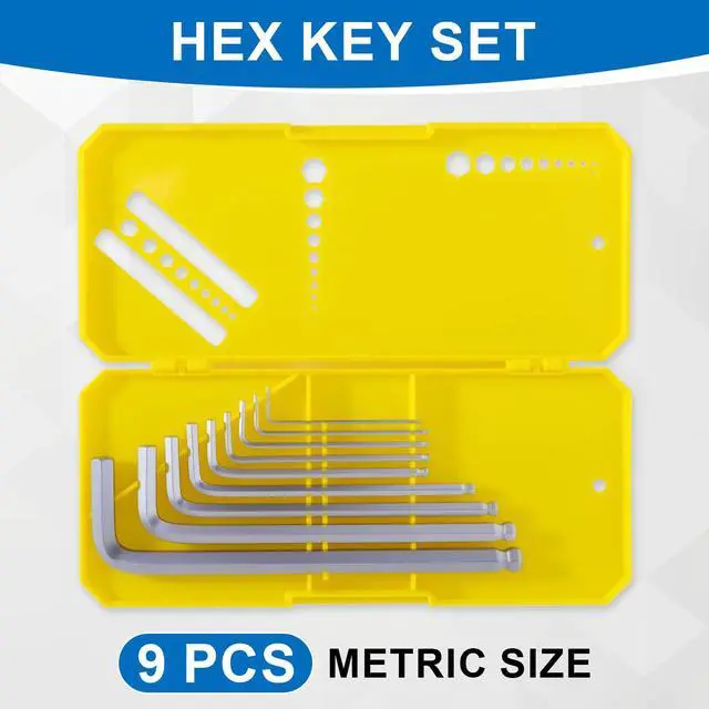 Alt view image 2 of 7 - 9 PCS Hex Key Set, Ball-End Allen Wrench Set, CR-V Allen Key Set, Metric Hex Wrench Set with 1.5-10MM Sizes, Ergonomic Non-Slip Portable Storage Case for Furniture, Bike, Electronics