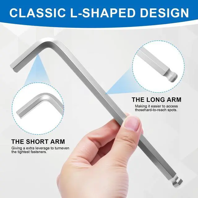 Alt view image 5 of 7 - 9 PCS Hex Key Set, Ball-End Allen Wrench Set, CR-V Allen Key Set, Metric Hex Wrench Set with 1.5-10MM Sizes, Ergonomic Non-Slip Portable Storage Case for Furniture, Bike, Electronics
