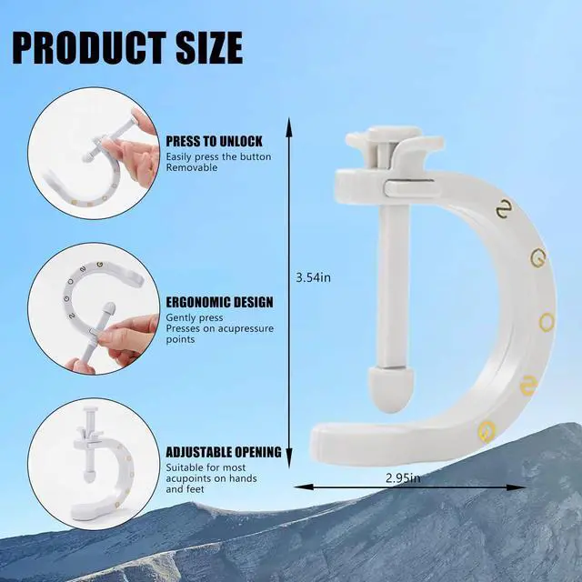 Alt view image 5 of 7 - 2PCS Acupuncture Clip Tool, Migraine Relief Hand Clip, Compact Pressure Point Massage Tool, Portable Pressure Point Clip for Hand Foot Ear Migraine Relief, Light Gray