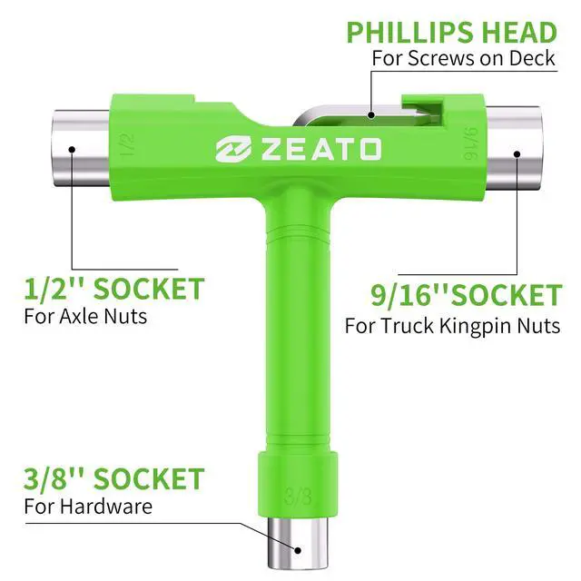 Alt view image 2 of 7 - All-In-One Skate Tools Multi-function Portable Skateboard T Tool Accessory with T-type Allen Key and L-type Phillips Head Wrench Screwdriver - Green