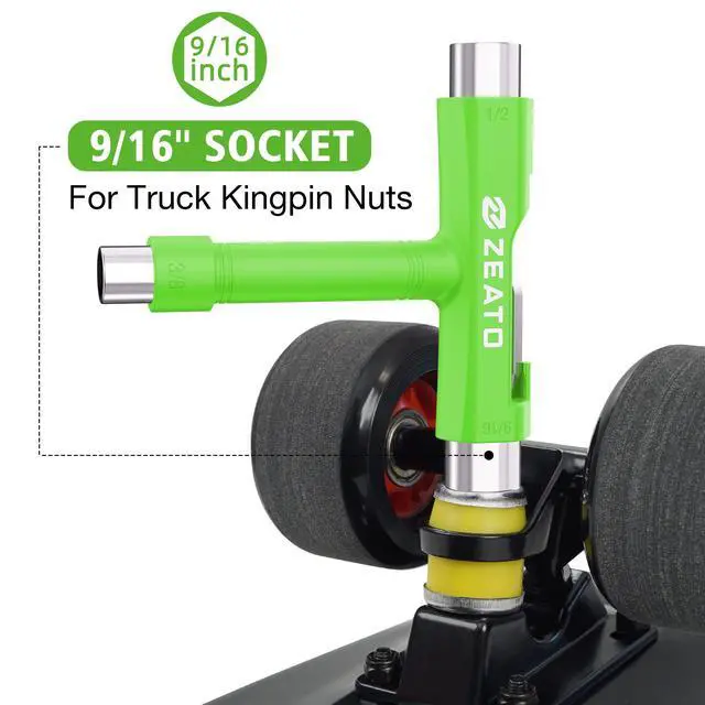 Alt view image 3 of 7 - All-In-One Skate Tools Multi-function Portable Skateboard T Tool Accessory with T-type Allen Key and L-type Phillips Head Wrench Screwdriver - Green