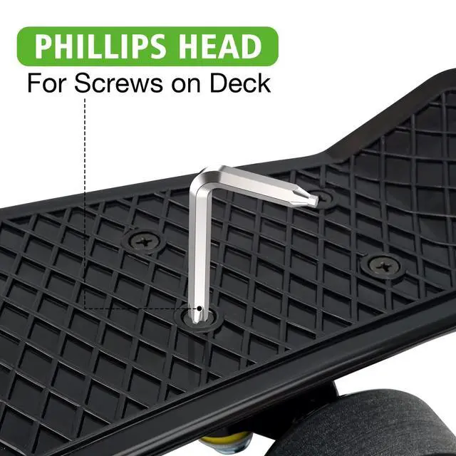Alt view image 6 of 7 - All-In-One Skate Tools Multi-function Portable Skateboard T Tool Accessory with T-type Allen Key and L-type Phillips Head Wrench Screwdriver - Green
