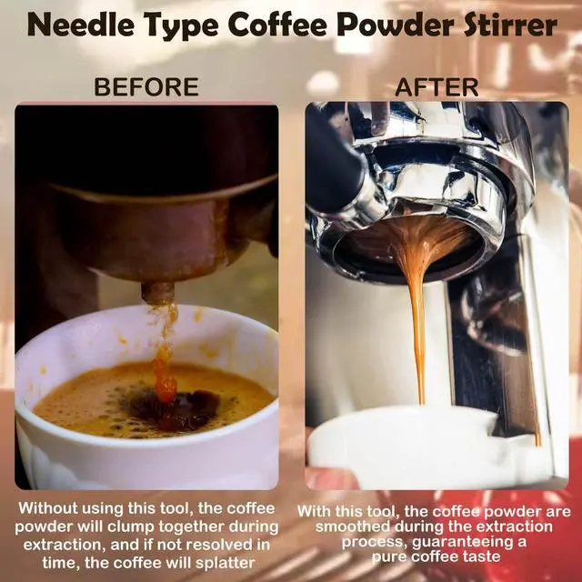 Alt view image 5 of 6 - 2 Pcs Espresso Distribution Tool, Espresso Stirrer Tool with Natural Wood Handle and Base, 5 Needles Espresso Coffee Stirrers Espresso Needle Distributor for Home Kitchen Cafe (Walnut and Rosewood)
